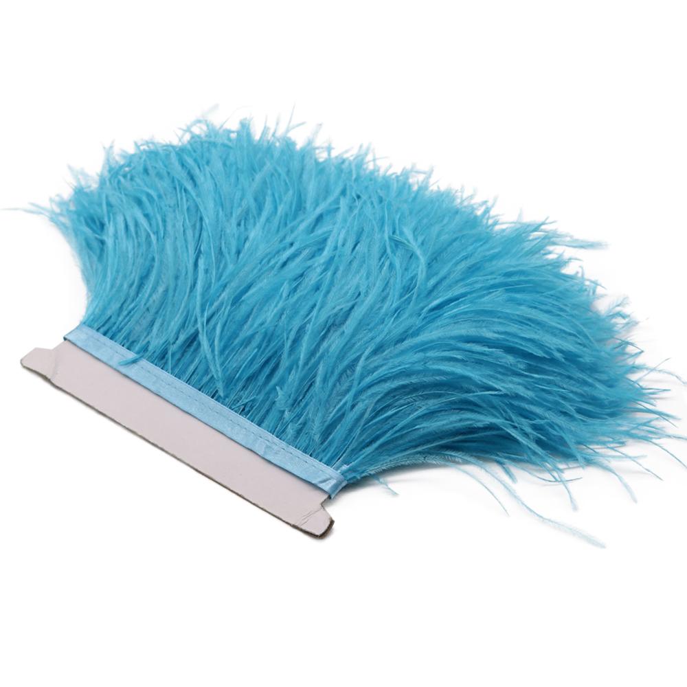 FeatherLight Blue Ostrich Feather Trim Ribbon Real Ostrich Feathers Fringe Trims for Party Clothing Sewing Decoration Plumes Diy Crafts