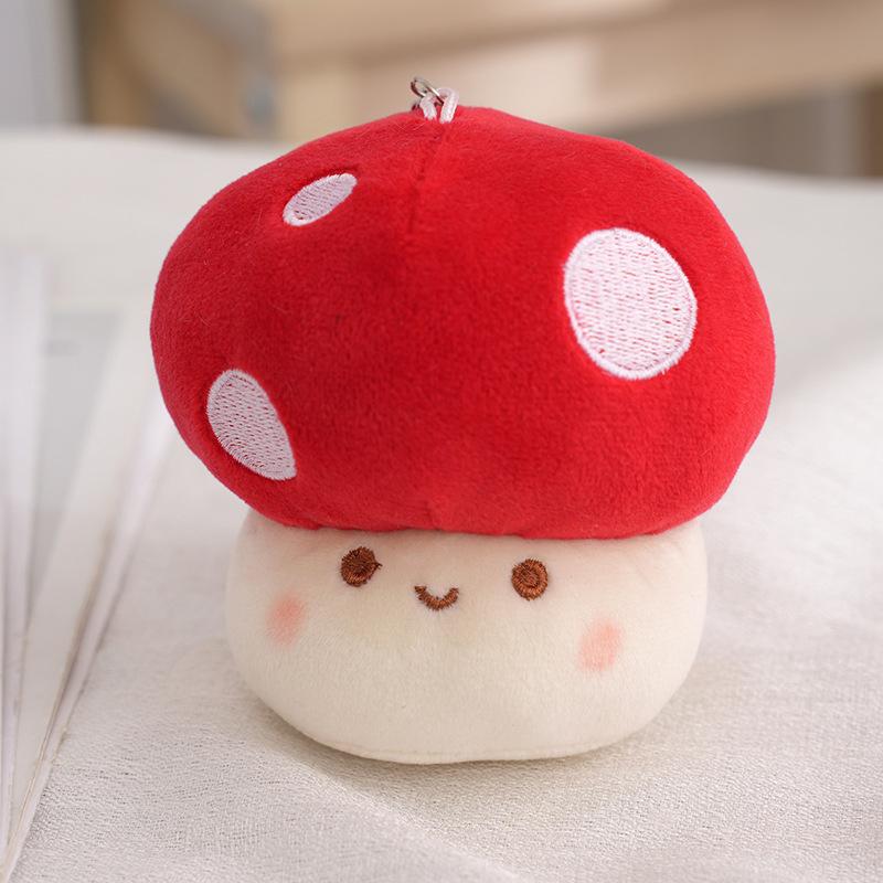 Cartoon Mushroom Doll Keychain Cute Stuffed Plush Toys Car Key Ring Bag Pendant