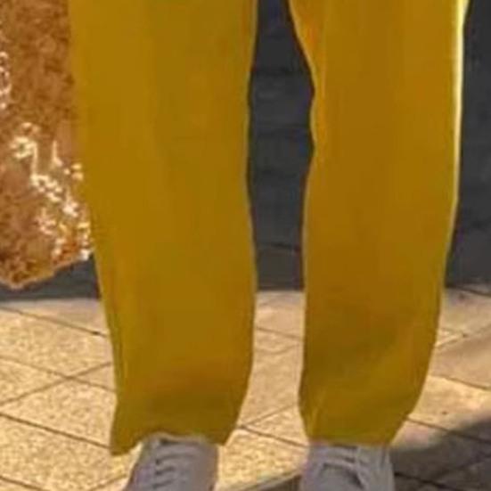 2 шт./компл. Женский костюм топ и брюки однотонный с длинными рукавами и круглым вырезом