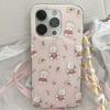 Ins 2023 ракушка кролика для Iphone 14 Pro Max 12promax 11 13 Promax Imd браслет милый кролик цветок любовь звезды мультфильм чехол для телефона