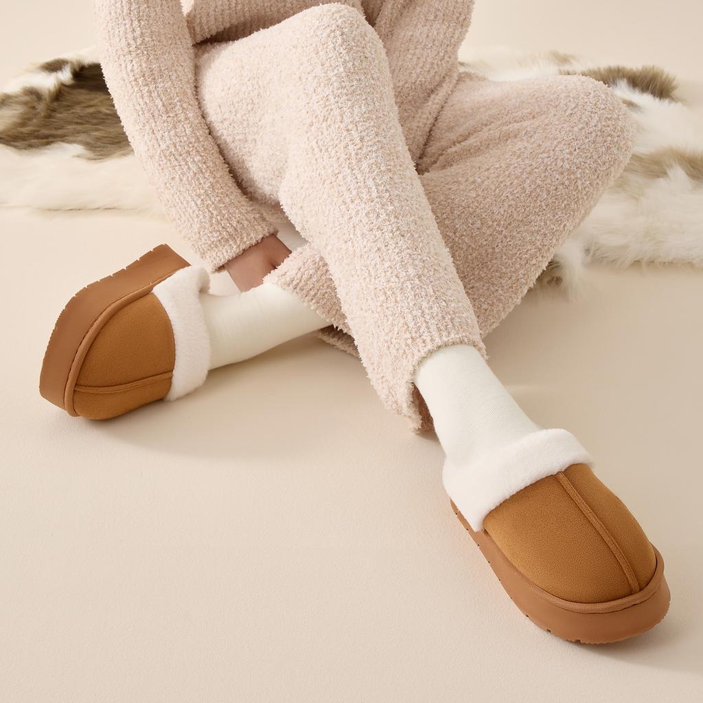 Platform Women Home Slippers Plush Warm Thick Bottom Slides Breathable Soft Non-slip Slippers Indoor Outdoor Men Casual Slippers