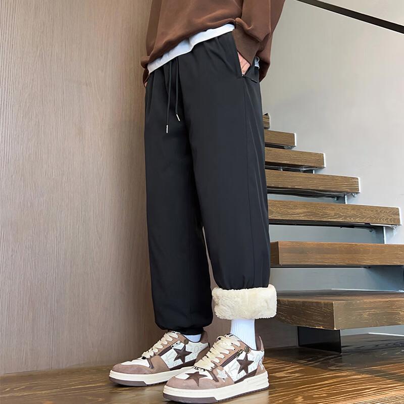 Jeanswest Men's Winter Outdoor Fleece Lined Drawstring Cuffed Pants