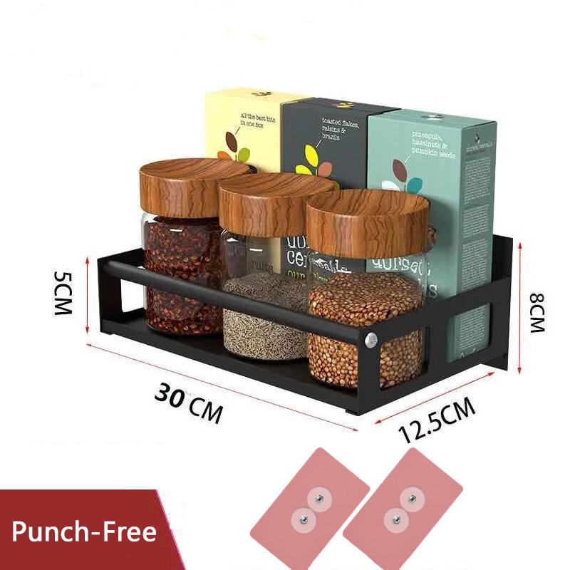 Полка для специй на кухне, настенные полки для хранения из нержавеющей стали, полка для бутылок с приправами, органайзер для ванной комнаты без перфорации