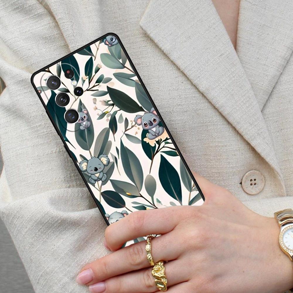 Koala and Eucalyptus Bumper Cell Phone Case for Samsung Galaxy S26 Ultra S25 S24 S23 S22 S21 S20 Note10 Cover