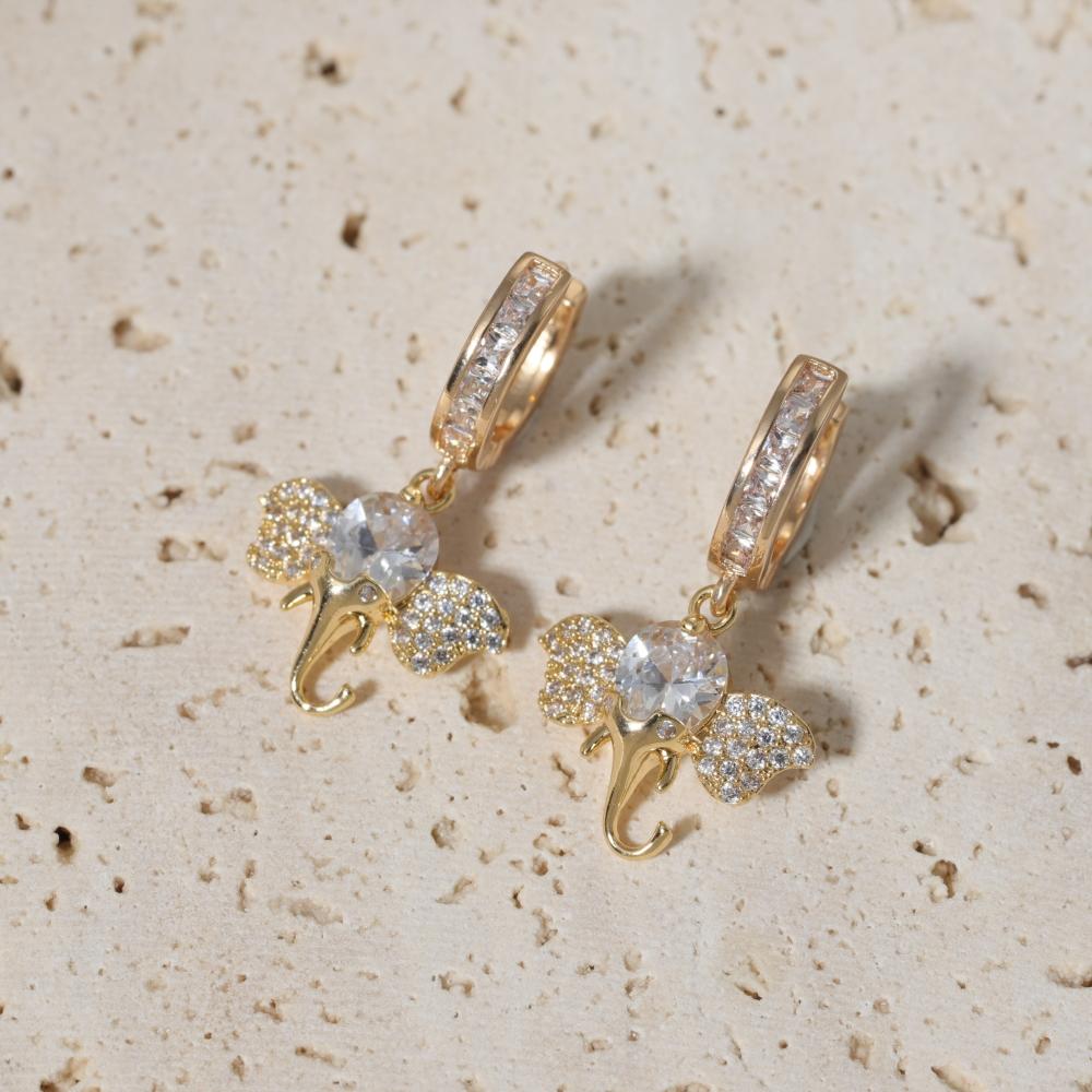 1 пара модных серег-подвесок в виде слонов для женщин, серьги с цирконами, ювелирные украшения, аксессуары для свадебной вечеринки