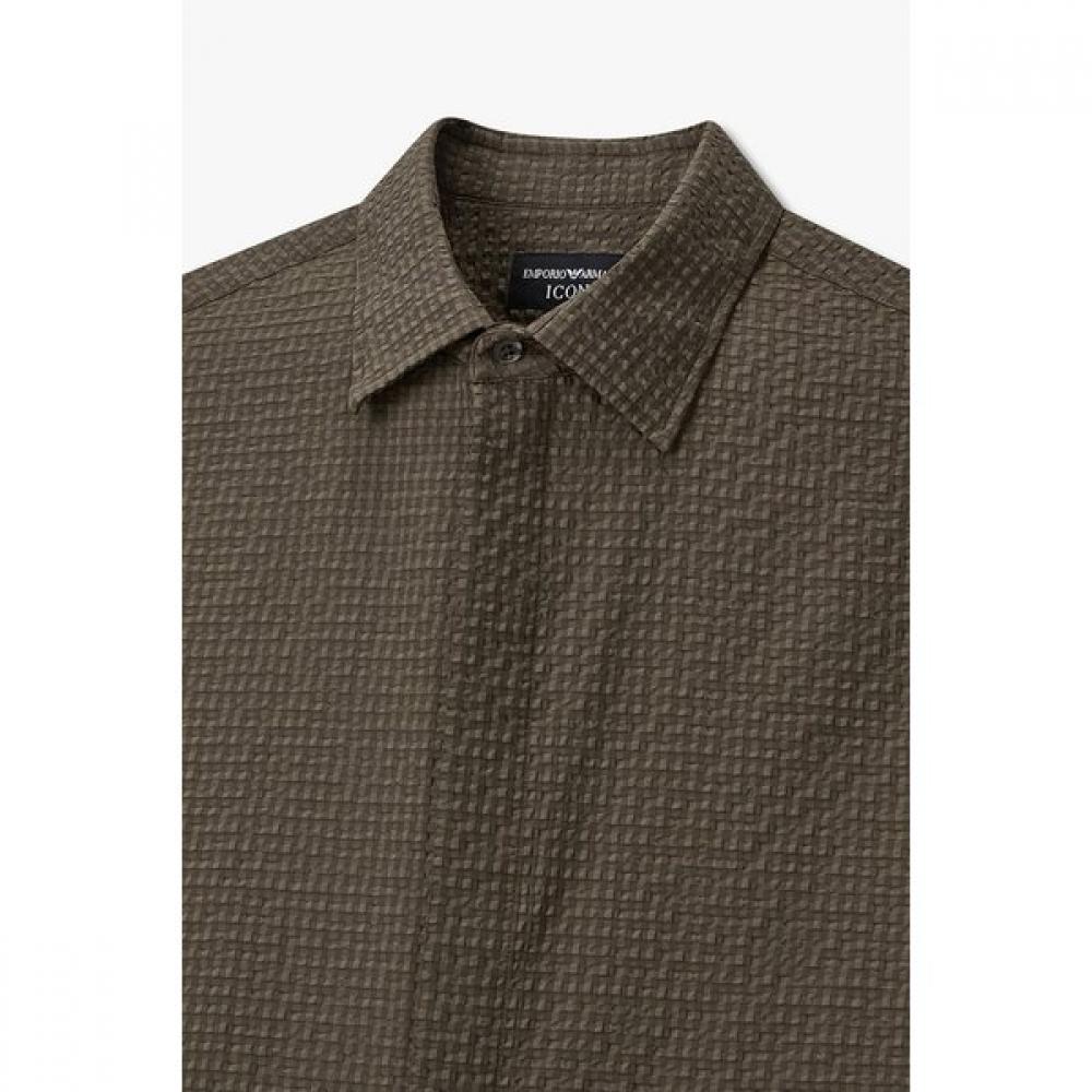 Emporio Armani Men S Hidden Button Up SeerSucker Shirt A516104025