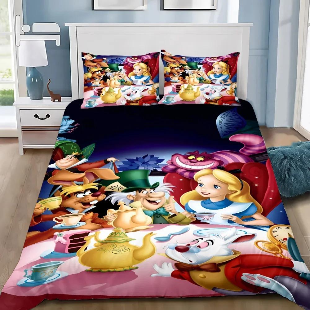 Мультяшный Алиса в Стране Чудес Пододеяльник Наволочка Алиса Принцесса Комплект Постельного Белья Взрослый Мальчик Девочка Украшение Спальни Детский Подарок