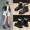 Осенние новые женские ботильоны из натуральной кожи с толстой подошвой, увеличивающей рост, со стелькой, повседневные, со шнуровкой, подходящие по цвету
