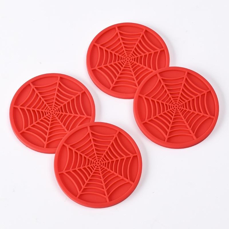 1Pair Creative Spider Web Silicone Car Coaster Anti-slip Cup Holder Mat Non-toxic PVC Auto Interior Accessories Multiple Colors