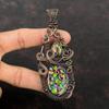 Кулон с бирюзой Кингман, обернутый медной проволокой, кулон с драгоценным камнем, ручная работа, многоцветный медный кулон с бирюзой, уникальные медные украшения для подарка
