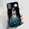 Printing Pattern Case For TCL 20B (6159K) Soft Silicone Black Shell Cover Cute Flower Cartoon Casing
