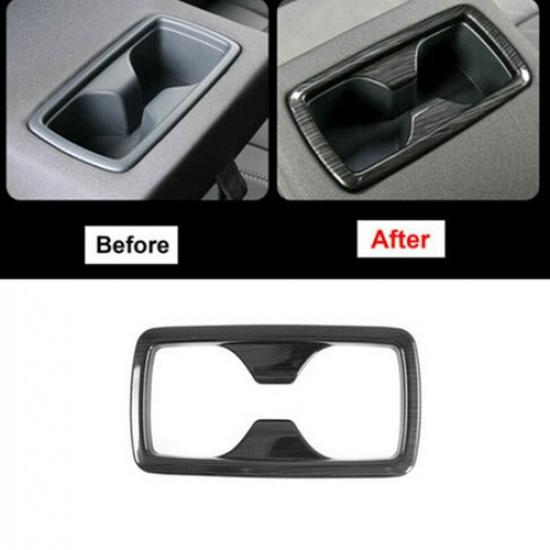 Black Brushed Rear Water Cup Holder Frame Cover Trim for Toyota RAV4 2019-2024