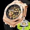 Luxury Mechanical Watches Men Silicone Strap Waterproof Watches Hollow Skeleton Sports Wristwatch Men Clock Relogio Masculino