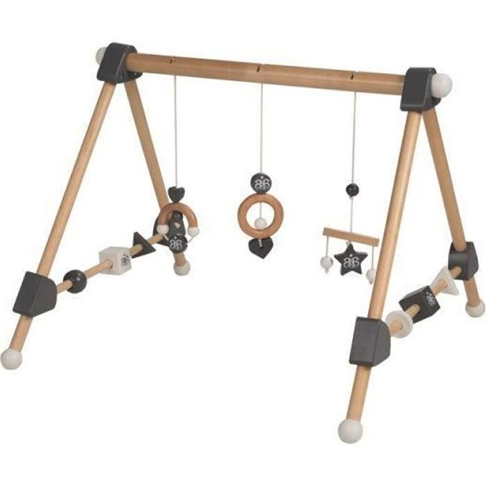Portique d'éveil en bois - roba - rock star baby 3 - avec 3 pendentifs - naturel / anthracite