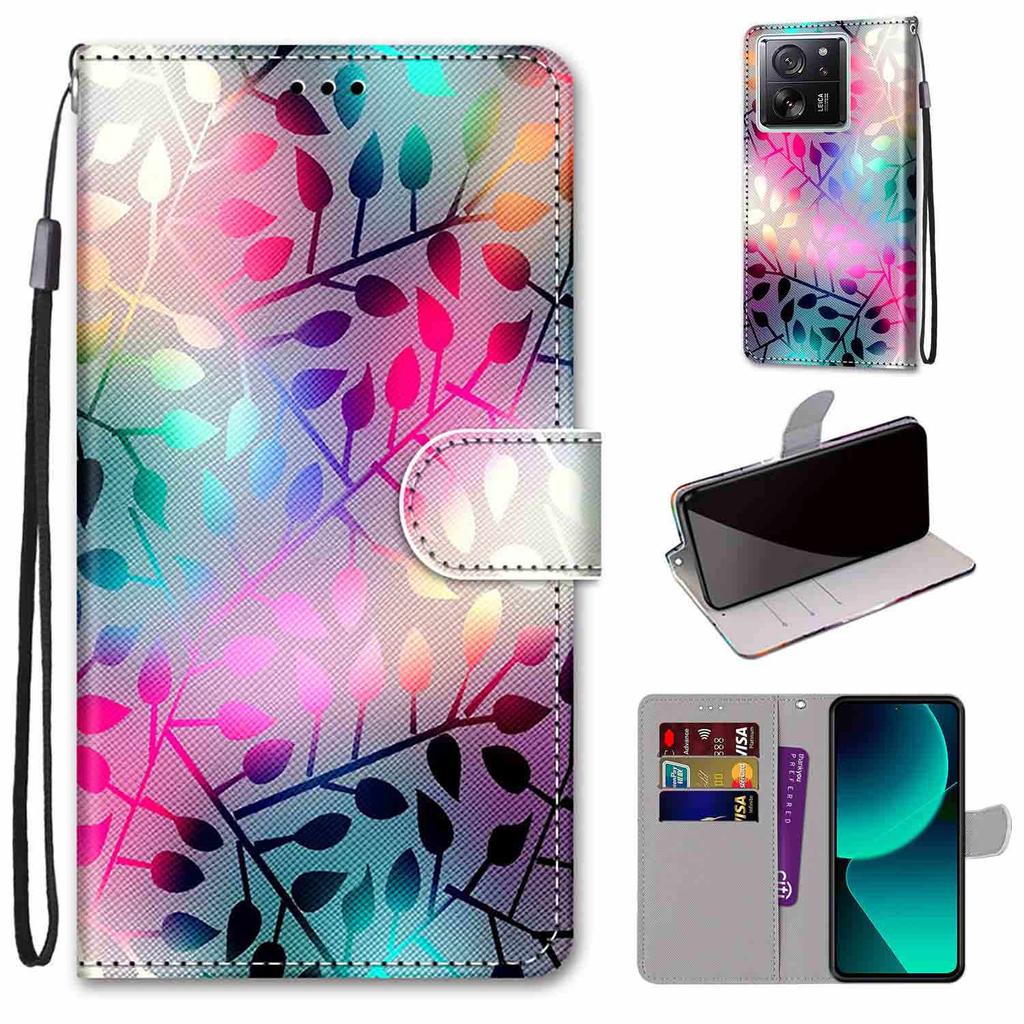 Fashion Painted Pattern Cover Lanyard Flip Leather Case For iPhone Samsung Huawei Honor Xiaomi Redmi OPPO Realme Moto Asus
