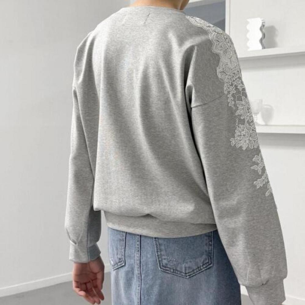 New Arrivals Open Run Women Round Neck Embroidery Long Sleeve Sweatshirt
