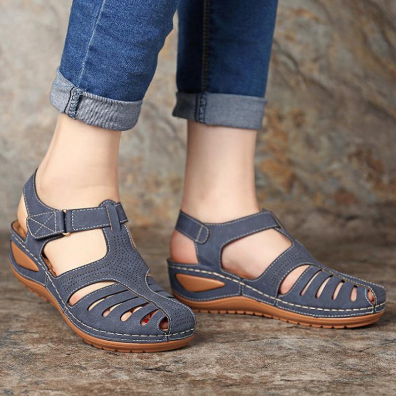 2024 New Summer Women Hollow Wedge Sandals Open Toe Slope Heel Casual Sandals Outdoor Platform Anti-slip Round Toe Women's Shoes