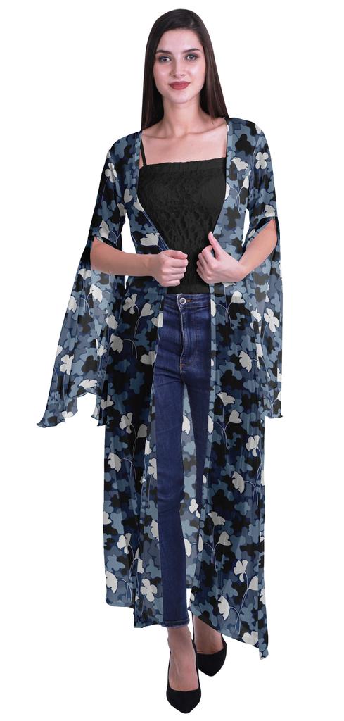 Moomaya Пляжная накидка с открытым передом из принтованного жоржета и разрезами на рукавах