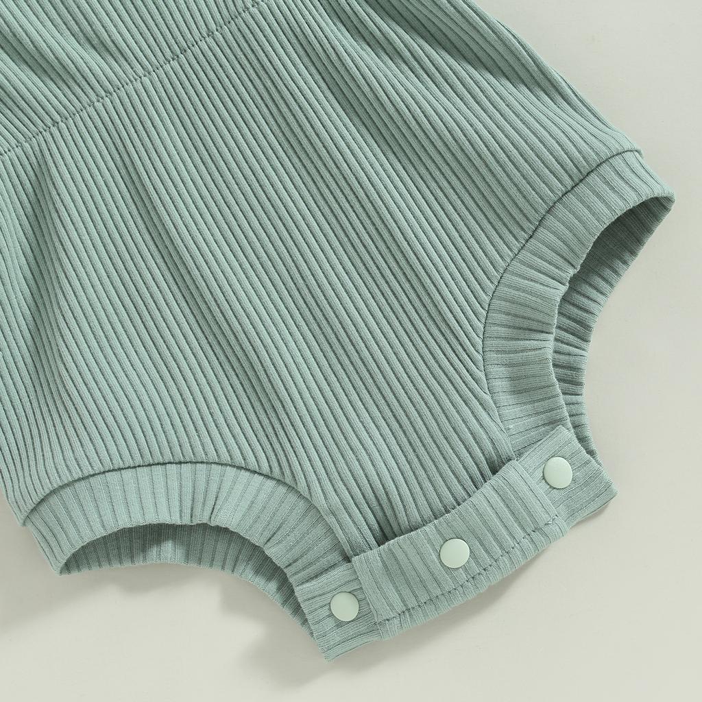 Детский комбинезон для девочек, однотонный ребристый комбинезон с короткими рукавами и бантом на голове, летние наряды