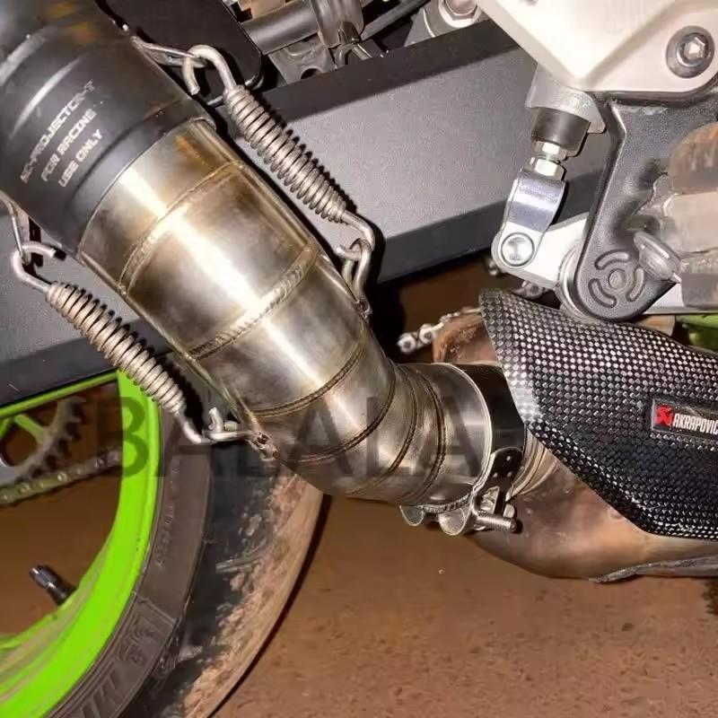 For Kawasaki Z900 2017-2025 Z 900 Escape 51MM Slip-On Motorcycle Exhaust System Middie Tail Link Pipe With Silvery Muffler Tips