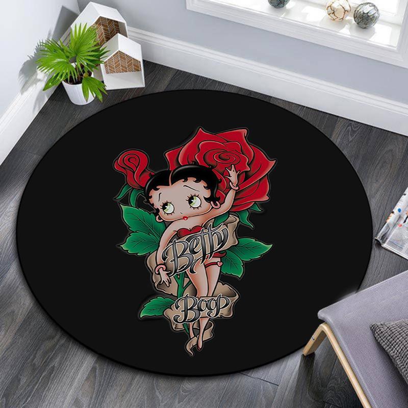 Betty Boop2 Round Area Rug,Carpet Rug for Living Room Bedroom Sofa Playroom Decor,Non-slip Floor Mat