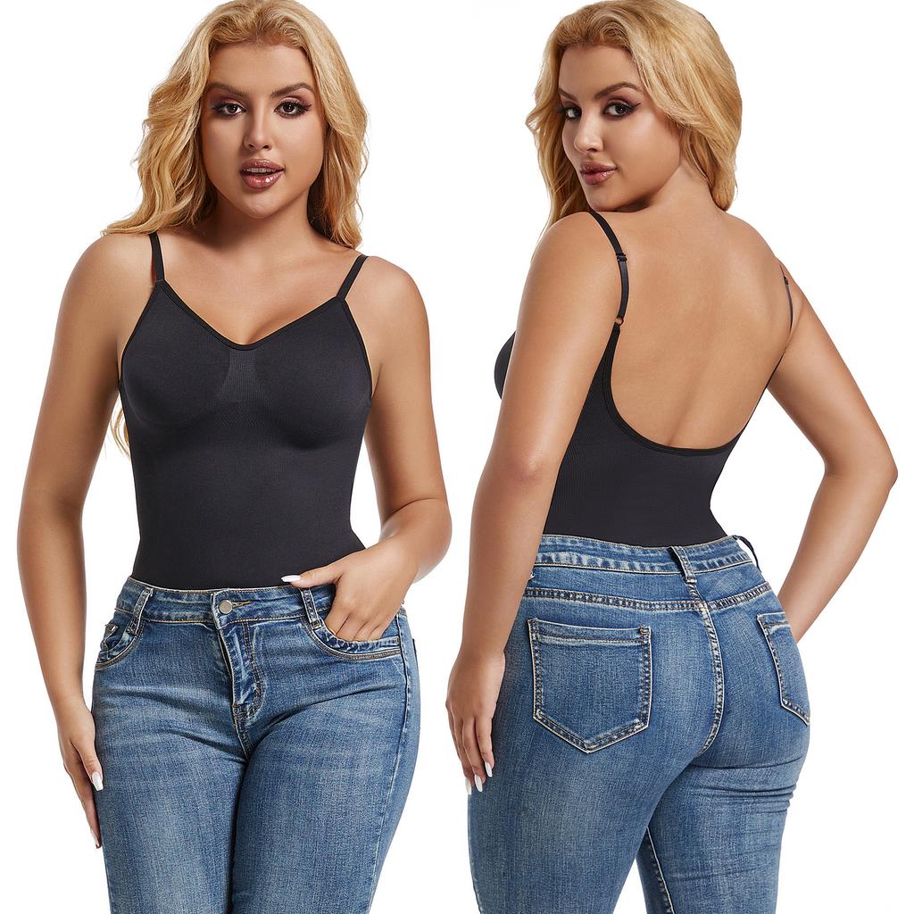 Корректирующее белье для женщин Стринги с низкой спинкой Боди Талия Cincher Управление животом Формирователь тела Бесшовное моделирующее нижнее белье U-образный вырез с открытой спиной Купальники Топы на бретелях