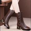 Fashion CINESSD 2025 New Winter Leather Fashion Women's Boots Head of Cowhide Pointed Thick Heel Short Boots Dress Gift Sheepskin