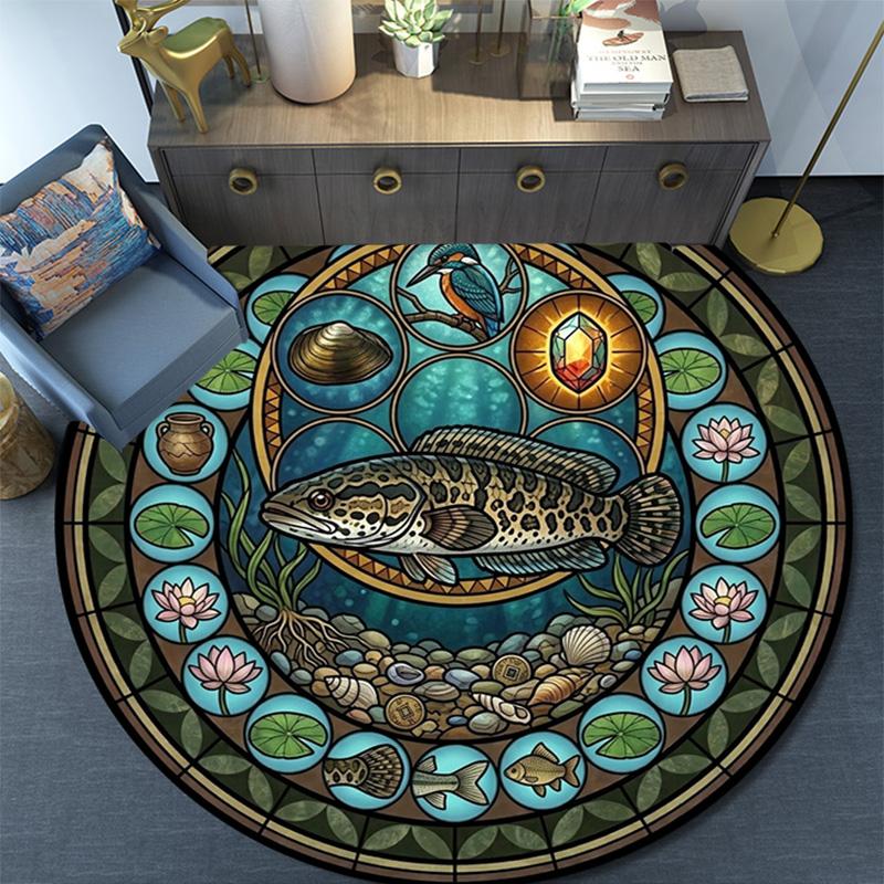 Ocean Life Harmony Round Area Rug Under Office Chairs Bedroom Living Room Home Decor