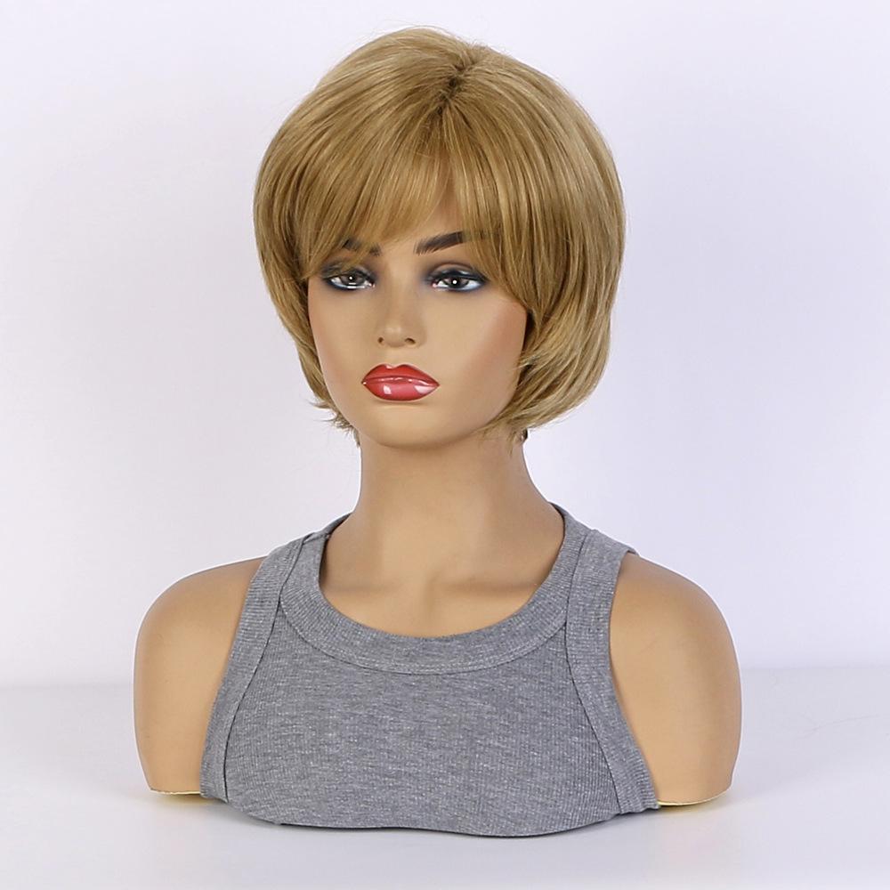 Короткие прямые парики Ombre Blonde Blonde Bob Wigs Женский синтетический парик с челкой Ежедневное использование Косплей Волосы Термостойкий парик