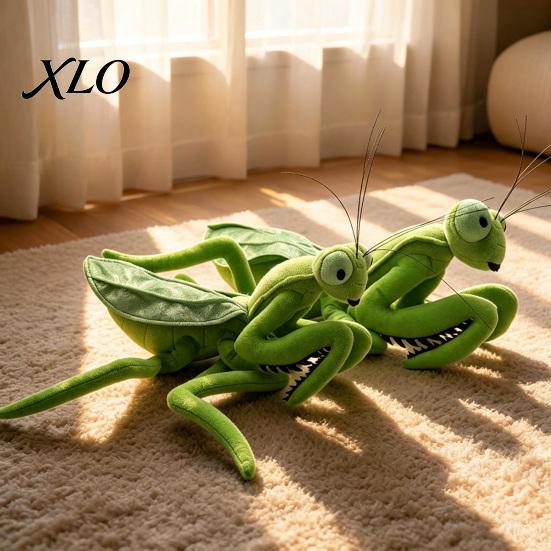 Realistic Insect Stuffed Animal Mantis Plush Toy, Bendable Leg Praying Soft Fabric Model Figure, Cute Doll Decor, Novelty Gift for Kids Polyester