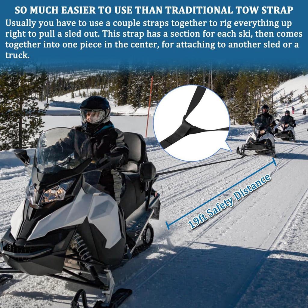 Tow Rope Heavy-Duty Safety Tool With Hook Snowmobile Sled Pull Tow Strap For Winter Off Road Adventures Camping Snowboards Trail