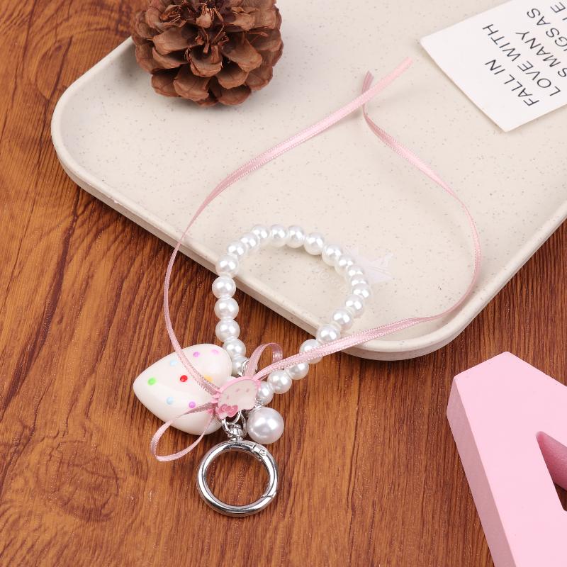 Y2K Aesthetic Pearl Bow Hello Kitty Keychain Pendant Trendy Cute Sweet Kt Cat Keyring Bag Charms Key Holder For Girls Gift