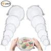 Food Grade Silicone Lid - 12pcs - Stretchable - Reusable - White - Leak-proof