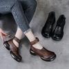 Cowhide Small Leather Shoes Women's Spring and Autumn British Thick-soled Loafers Leather Mary Jane Single Shoes