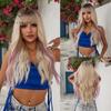 BLONDE UNICORN Ombre Блондинка Коричневый Синтетический Парик Длинные Волнистые Парики с Челкой Повседневный Косплей Парик Вечеринки Термостойкое Волокно для Женщин