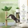 Cat Tree with Scratching Post, Platforms and Balls, Plush and Chipboard, Ø40x83 cm, Green