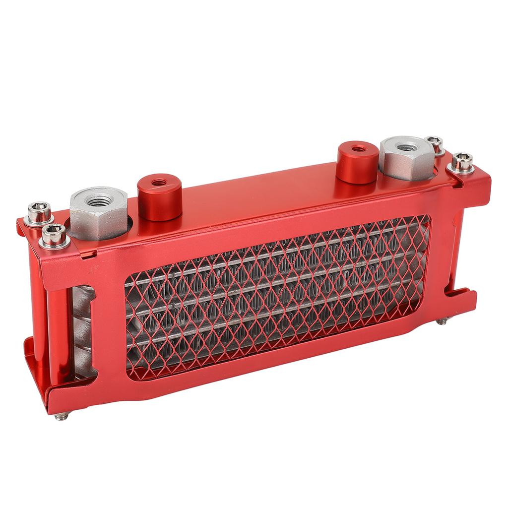 Motorcycle Oil Cooler Kit Aluminum 4 Rows High Efficiency Replacement for Monkey 50cc To 110cc Moto Oil Cooler Red