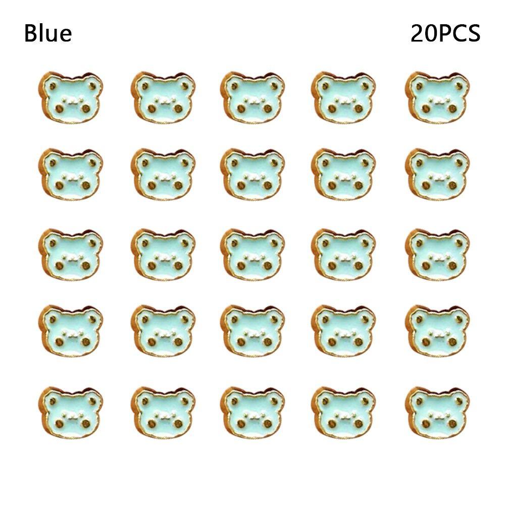 20pcs Metal Bear Head Buttons Mini Doll Shoes Buckles  DIY Doll Clothes Accessories