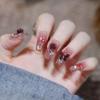 24 шт. Нюдово-розовые накладные ногти с 3D-дизайном из цветов и жемчуга, средней длины, форма "балерина", для женщин, для DIY-маникюра