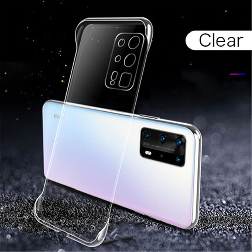 Тонкий прозрачный чехол без рамки для Huawei P20 P30 P40 P50 Honor 60 50 30 8X 9X Mate 40 Pro Ударопрочный бампер Ультратонкая жесткая поликарбонатная крышка