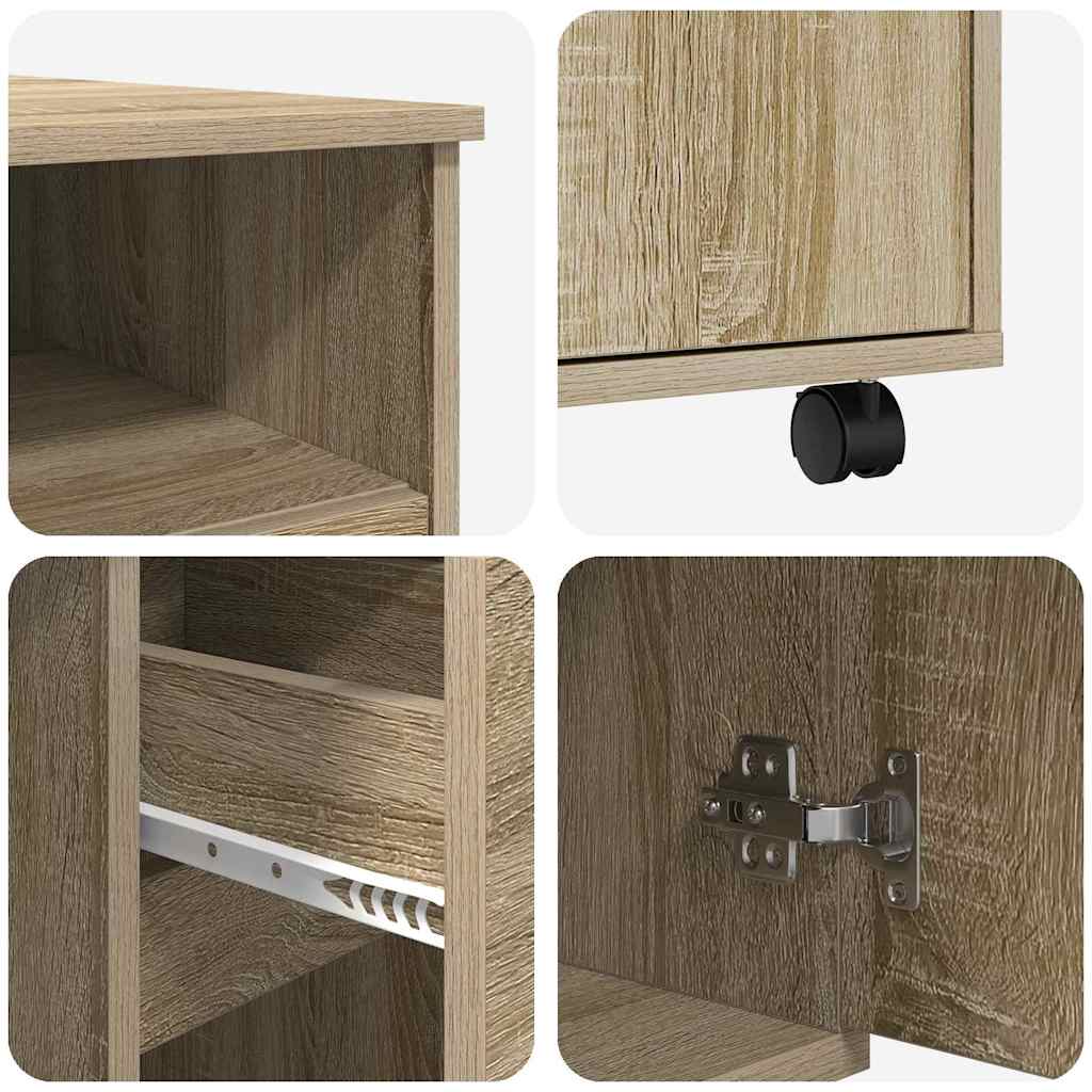 Rolling Desk in Sonoma Oak 91 x 50 x 77 cm Engineered Wood