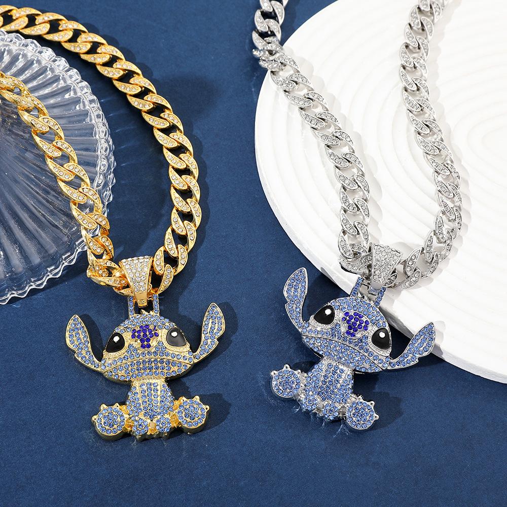 Jewelry Boys Hip Hop Rhinestone Necklace Fashion Stitch Pendant Old