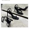 Summer New Square Head Open-toed High Heels Women's Character Belt Generous Temperament Stiletto Sandals