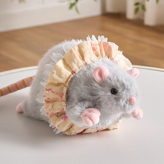 Плюшевая игрушка мышь, мягкая набивная игрушка, милая кукла-крыса с кружевной юбкой, украшенная бантом, декоративная плюшевая мышь для детской спальни, украшение стола, подарок