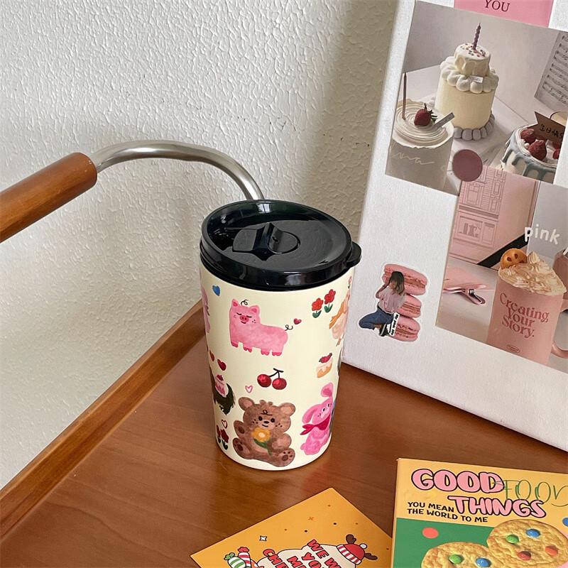 Изолированная дорожная кружка Shuangqi с мультяшным рисунком