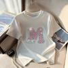 Front Shoulder White Short-sleeved T-shirt Women's Spring and Autumn 2025 New Summer Fashion Heavy Industry Hot Diamond Design Top