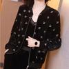 Leisure Golden Velvet Coat Spring Autumn Women's New Clothes Korean Long Sleeve Loose Print Baseball Jacket Top M-5XL