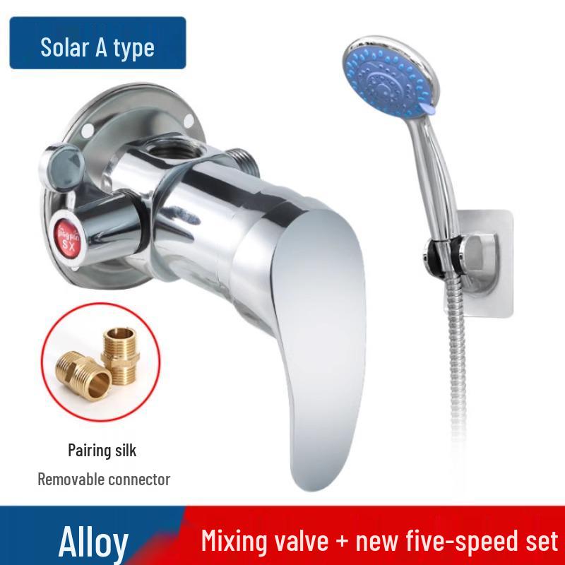 Exposed Shower Mixer Valve with Hot/Cold Faucet and Shower Head for Solar Heaters