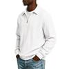 New-style Textured Jacquard Plain-colour Lapel-collar Long-sleeved Polo Shirt – Loose-fit Casual Top