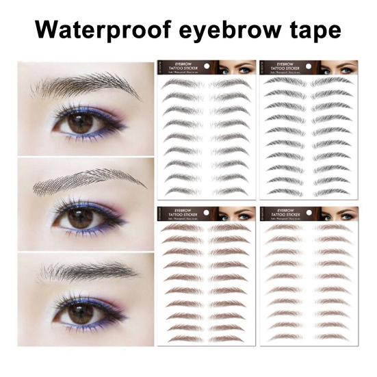 2 Sheets Waterproof Eyebrow Tattoo Stickers Hair-Like Natural Fake Eyebrows Makeup Accessories